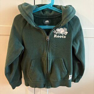ROOTS: Kids Original Full Zip Hoodie in Varsity Green